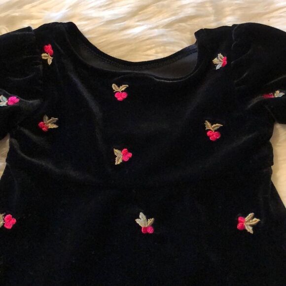 Circo Black Velvet Dress Embroidered Roses 12M - Picture 9 of 16